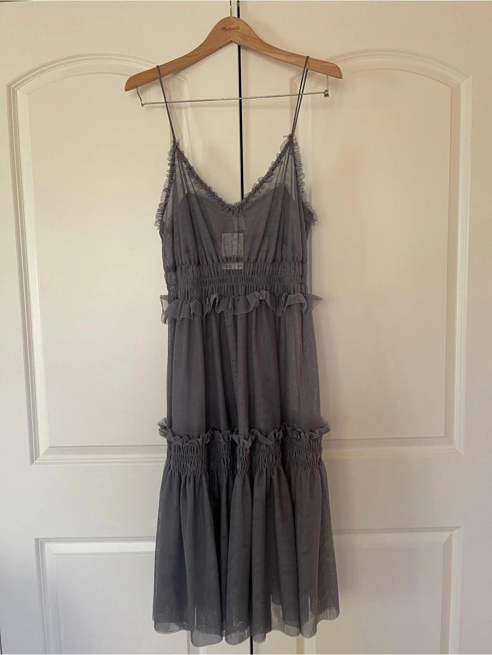 H&M Blue Ruffled Tiered Midi Dress - Picture 1 of 4